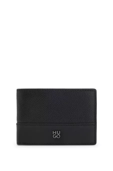 Leather wallet with stacked logo