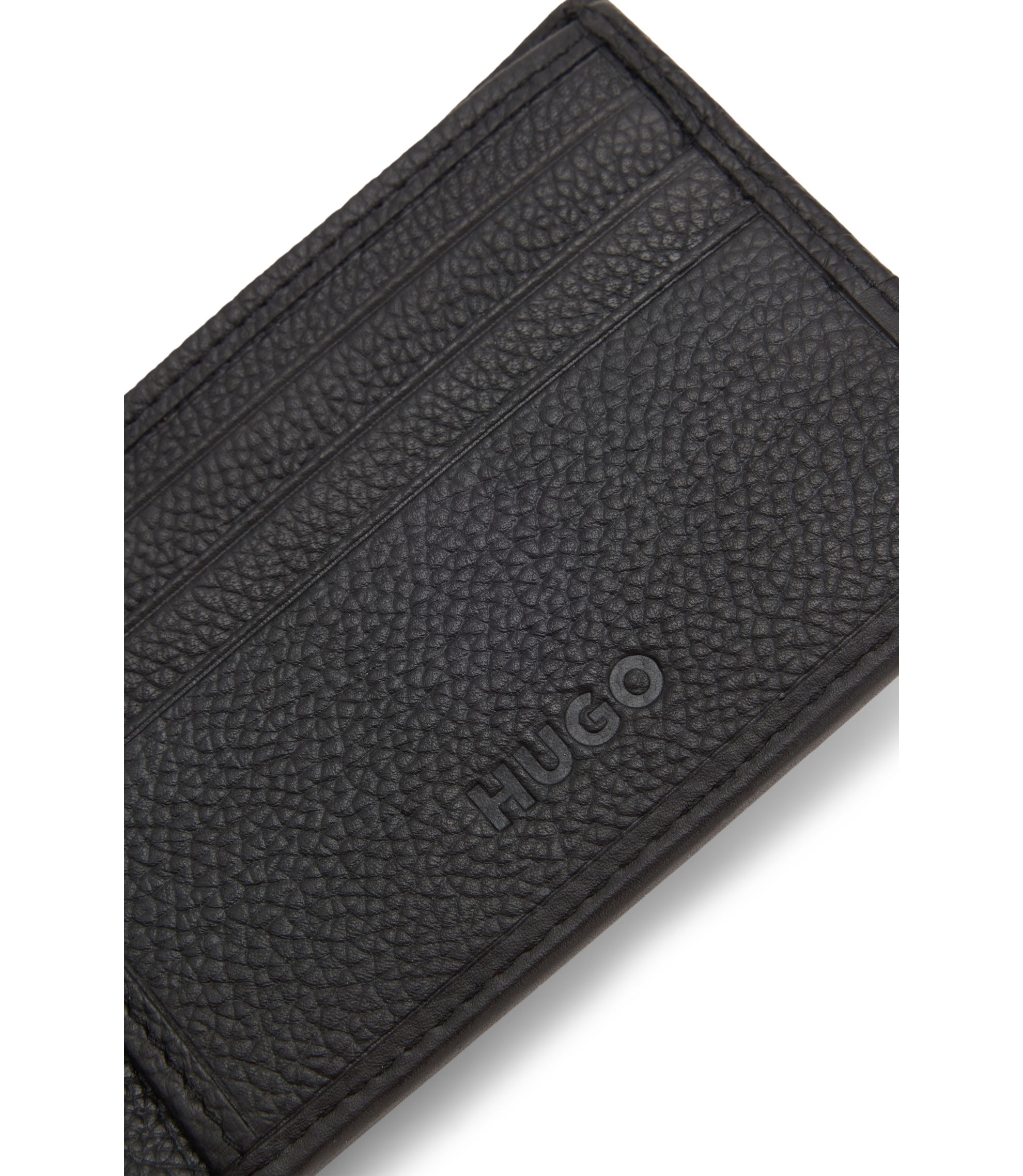 HUGO - Leather wallet with stacked logo - Black