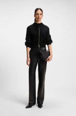 Cuban-heel ankle boots in polished leather, Black