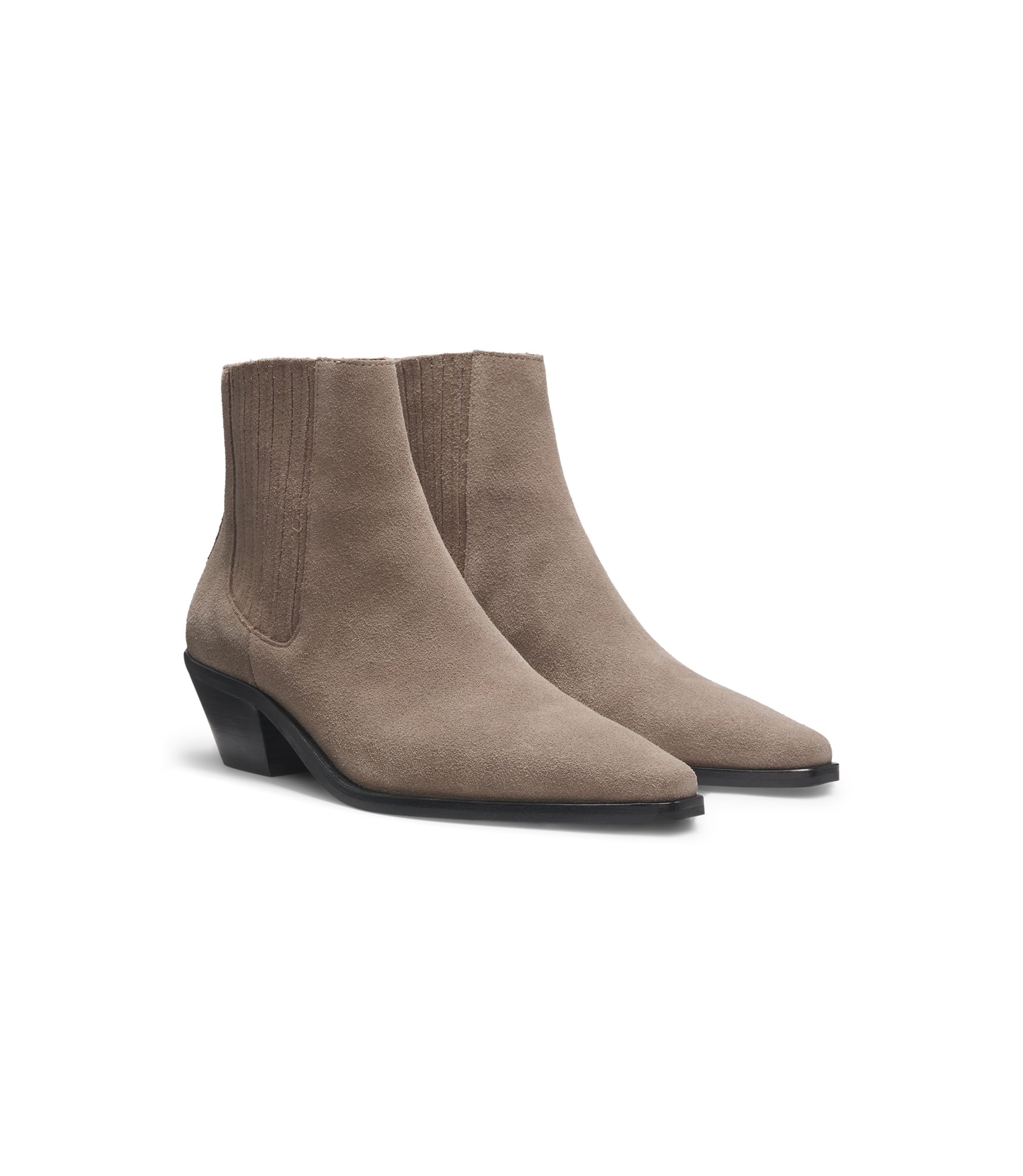 Ankle Booties aus Veloursleder mit kubanischem Absatz