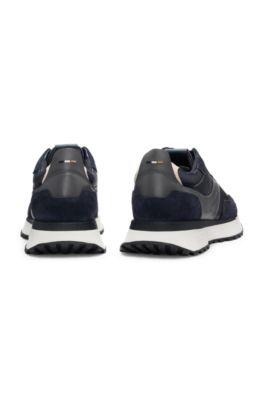 Trainers in tumbled leather with supportive outsole, Dark Blue