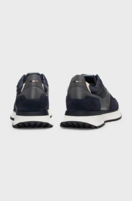 Sneakers van bewerkt leer met ondersteunende buitenzool, Donkerblauw