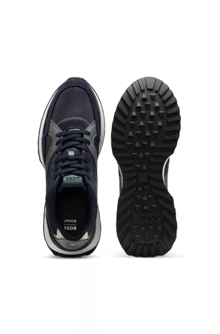 Trainers in tumbled leather with supportive outsole