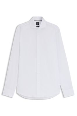 Regular-fit shirt in wrinkle-resistant cotton twill, White