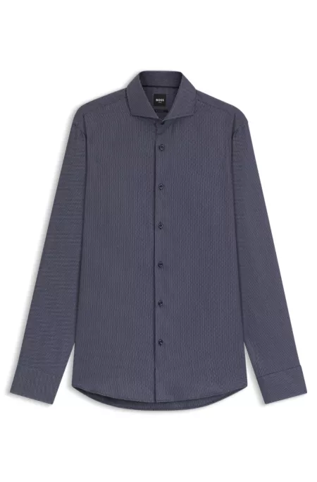 Regular-fit shirt in wrinkle-resistant cotton dobby