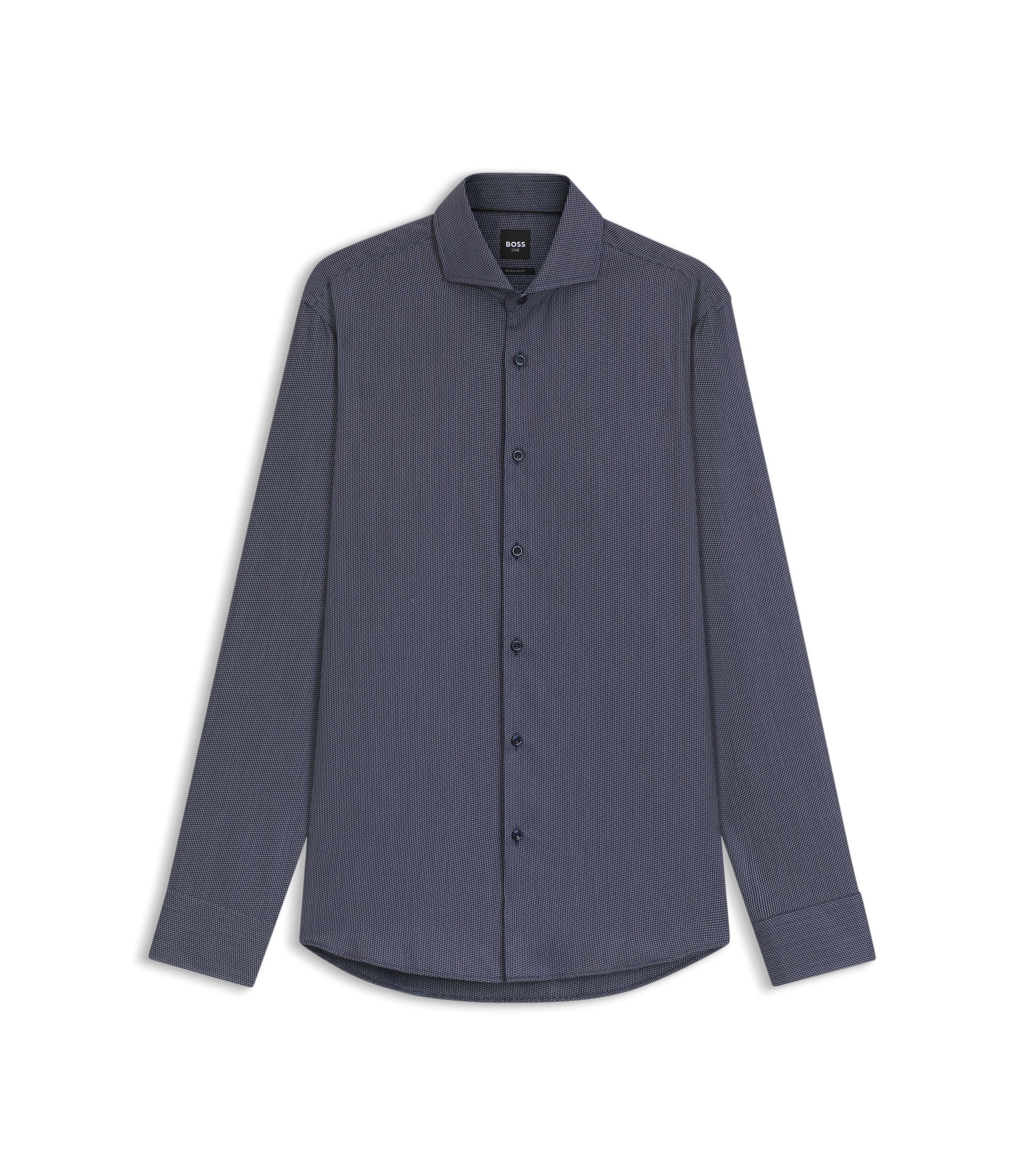 hugoboss シャツ BOSS - Regular-fit shirt in wrinkle-resistant cotton dobby - Dark Blue