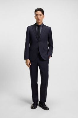 Regular-fit shirt in wrinkle-resistant cotton dobby, Dark Blue