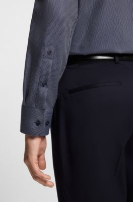 Regular-fit shirt in wrinkle-resistant cotton dobby, Dark Blue