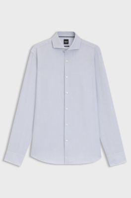 Regular-fit shirt in wrinkle-resistant cotton dobby, Light Blue