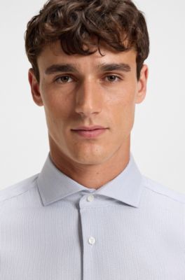 Regular-fit shirt in wrinkle-resistant cotton dobby, Light Blue