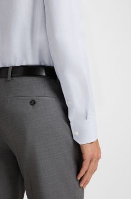 Regular-fit shirt in wrinkle-resistant cotton dobby, Light Blue