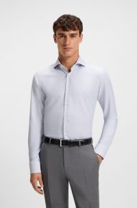Regular-fit shirt in wrinkle-resistant cotton dobby, Light Blue