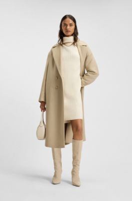 Rollneck sweater dress in virgin wool and cashmere, Natural