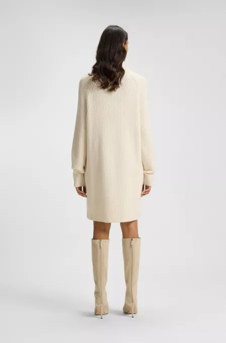 Rollneck sweater dress in virgin wool and cashmere