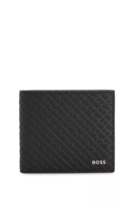 Monogram-structure wallet with logo trim
