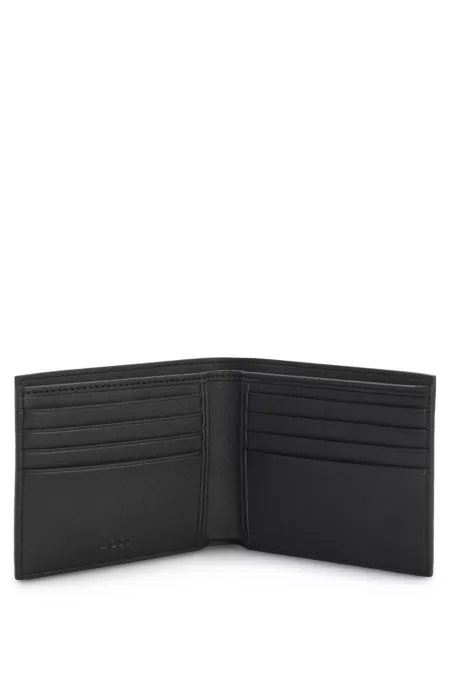 Monogram-structure wallet with logo trim