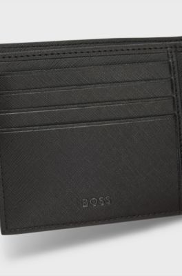 Monogram-structure wallet with logo trim, Black