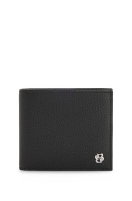 Leather wallet and card holder set with Double B monograms, Black