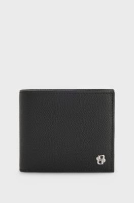 Leather wallet and card holder set with Double B monograms, Black
