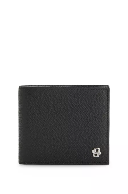 Leather wallet and card holder set with Double B monograms