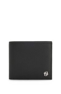 Set met leren pasjeshouder en portemonnee met Double B-monogrammen, Zwart