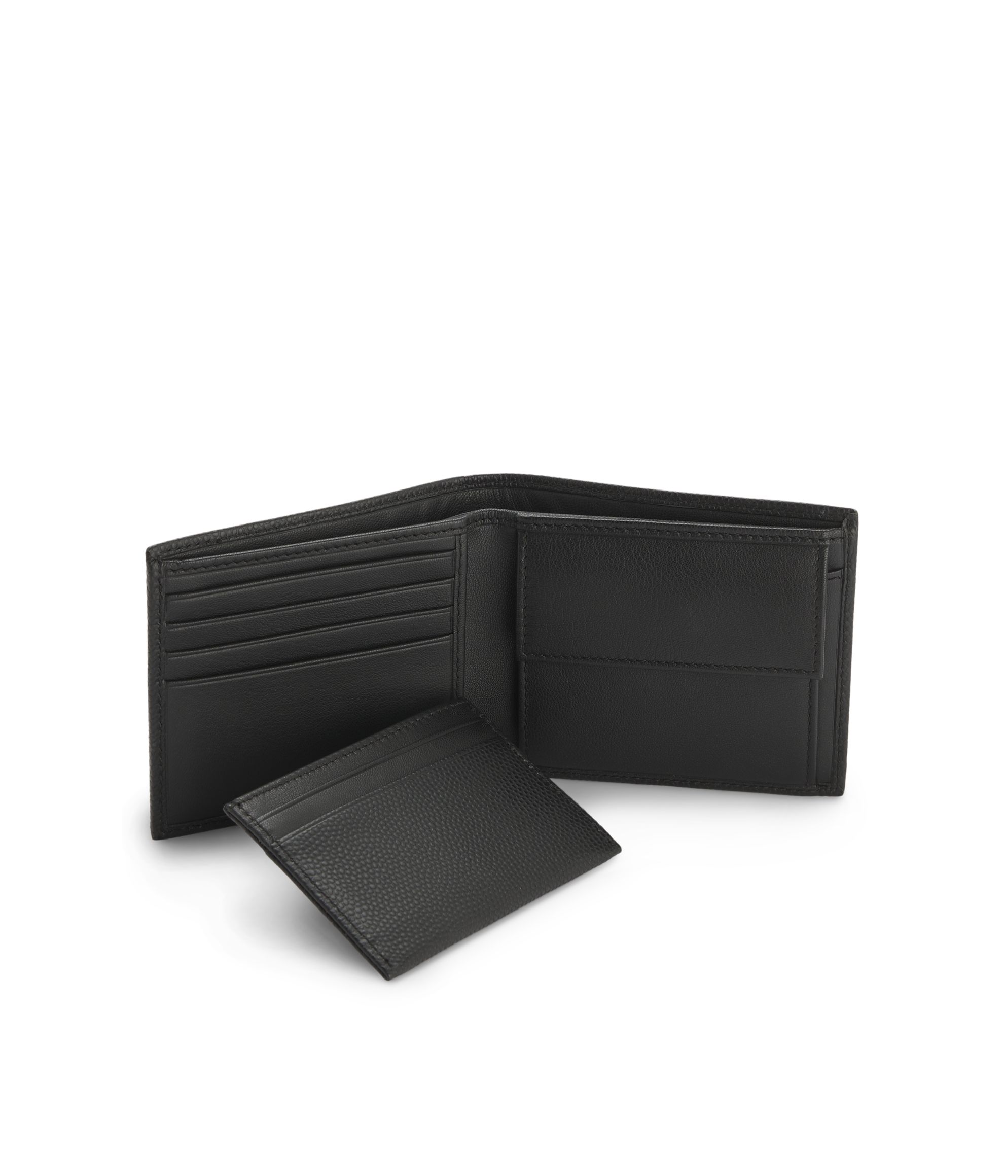 BOSS - Leather wallet and card holder set with Double B monograms