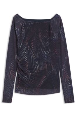Pliss&eacute; top with all-over print, Patterned