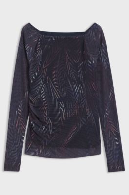 Pliss&eacute; top with all-over print, Patterned