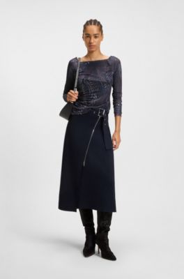 Pliss&eacute; top with all-over print, Patterned