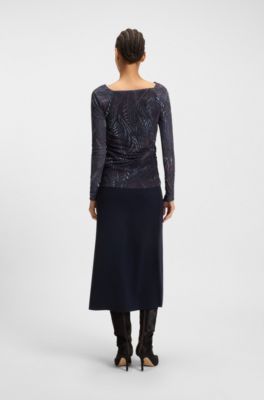 Pliss&eacute; top with all-over print, Patterned