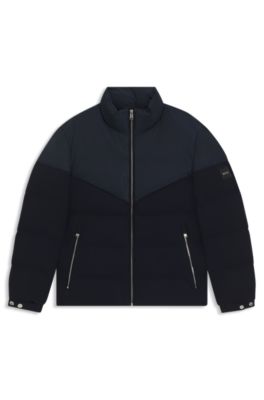 Waterproof jacket in brushed flannel, Dark Blue