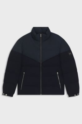 Waterproof jacket in brushed flannel, Dark Blue