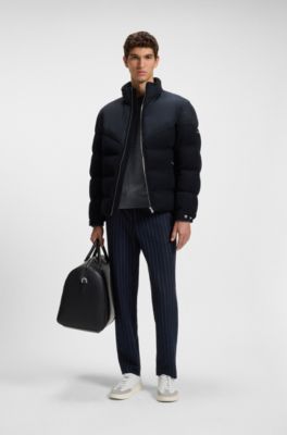 Waterproof jacket in brushed flannel, Dark Blue