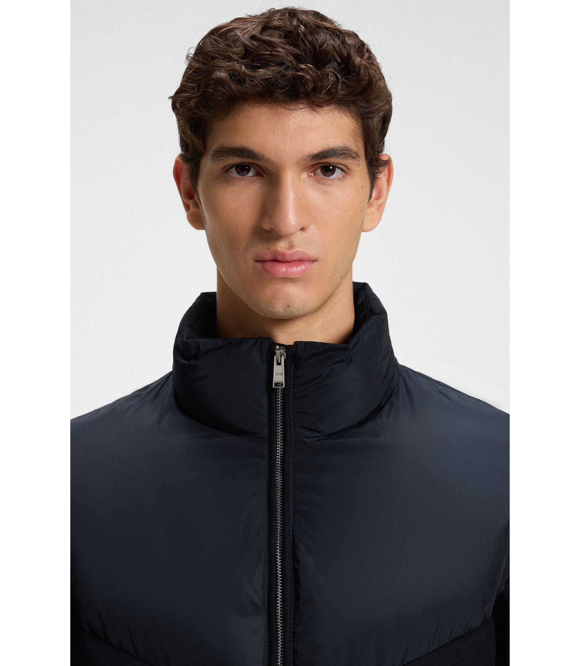 BOSS - Waterproof jacket in brushed flannel - Dark Blue