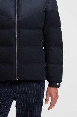 Waterproof jacket in brushed flannel, Dark Blue