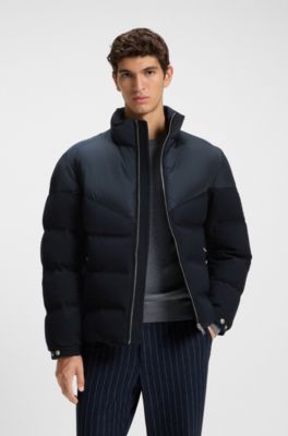 Waterproof jacket in brushed flannel, Dark Blue