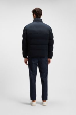 Waterproof jacket in brushed flannel, Dark Blue