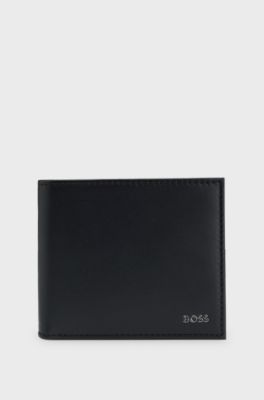Leather wallet with logo lettering, Black