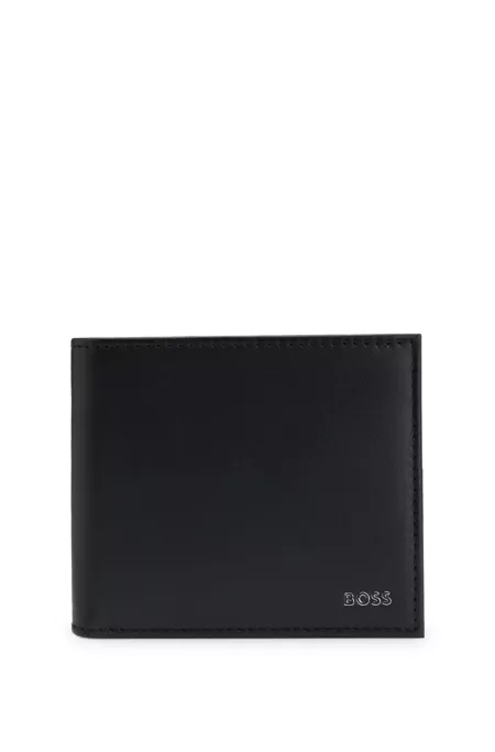Leather wallet with logo lettering