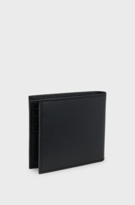 Leather wallet with logo lettering, Black