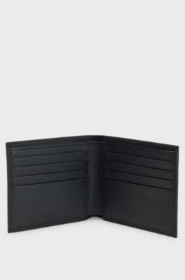 Leather wallet with logo lettering, Black