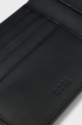 Leather wallet with logo lettering, Black