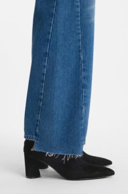 Suede boots with block heel, Black