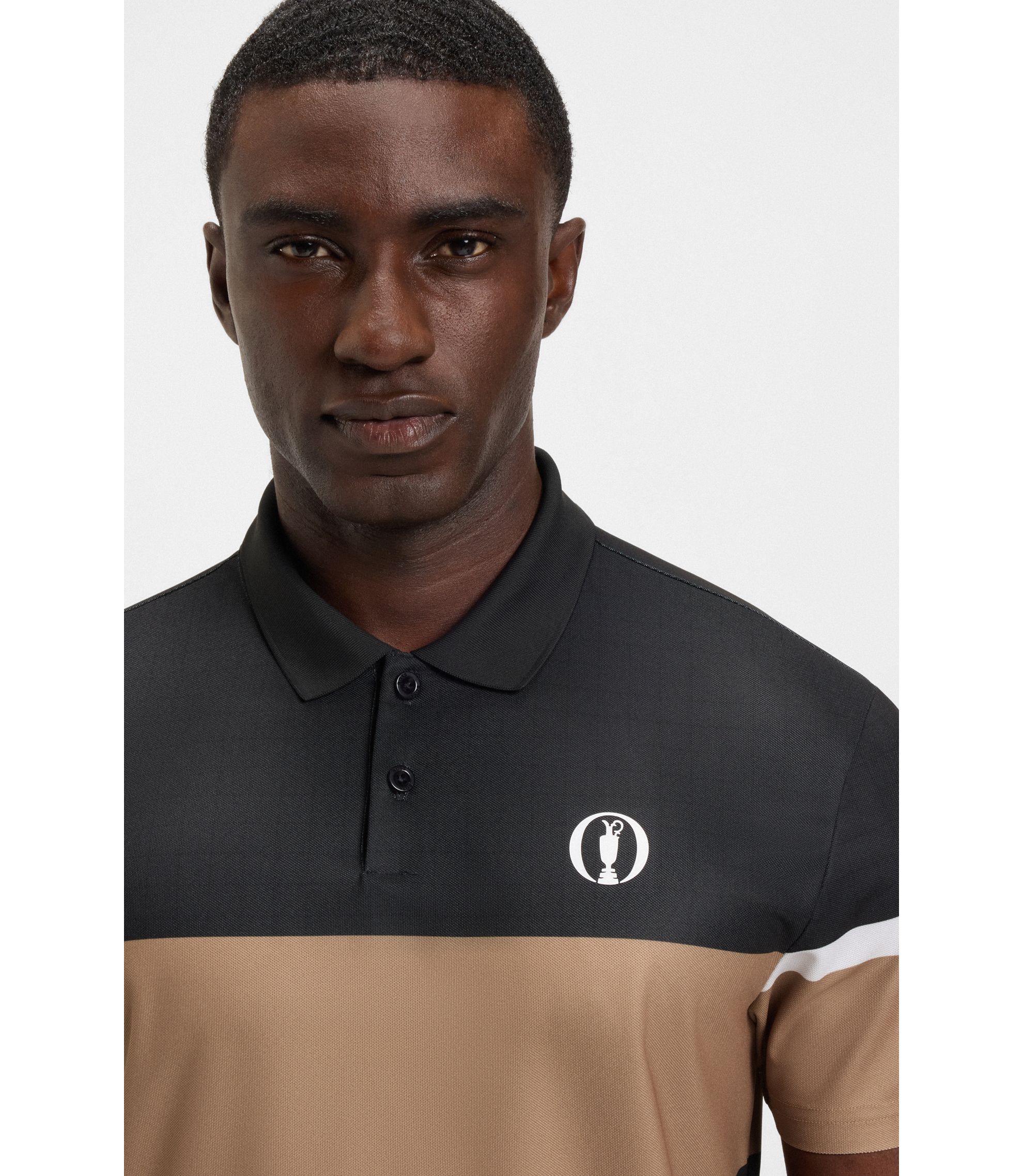 BOSS - The Open アクティブ Paddy ポロシャツ - ブラック/ ベージュ