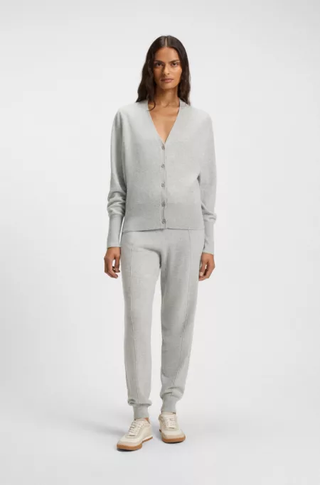 Relaxed-fit cardigan in cashmere with ribbed trims