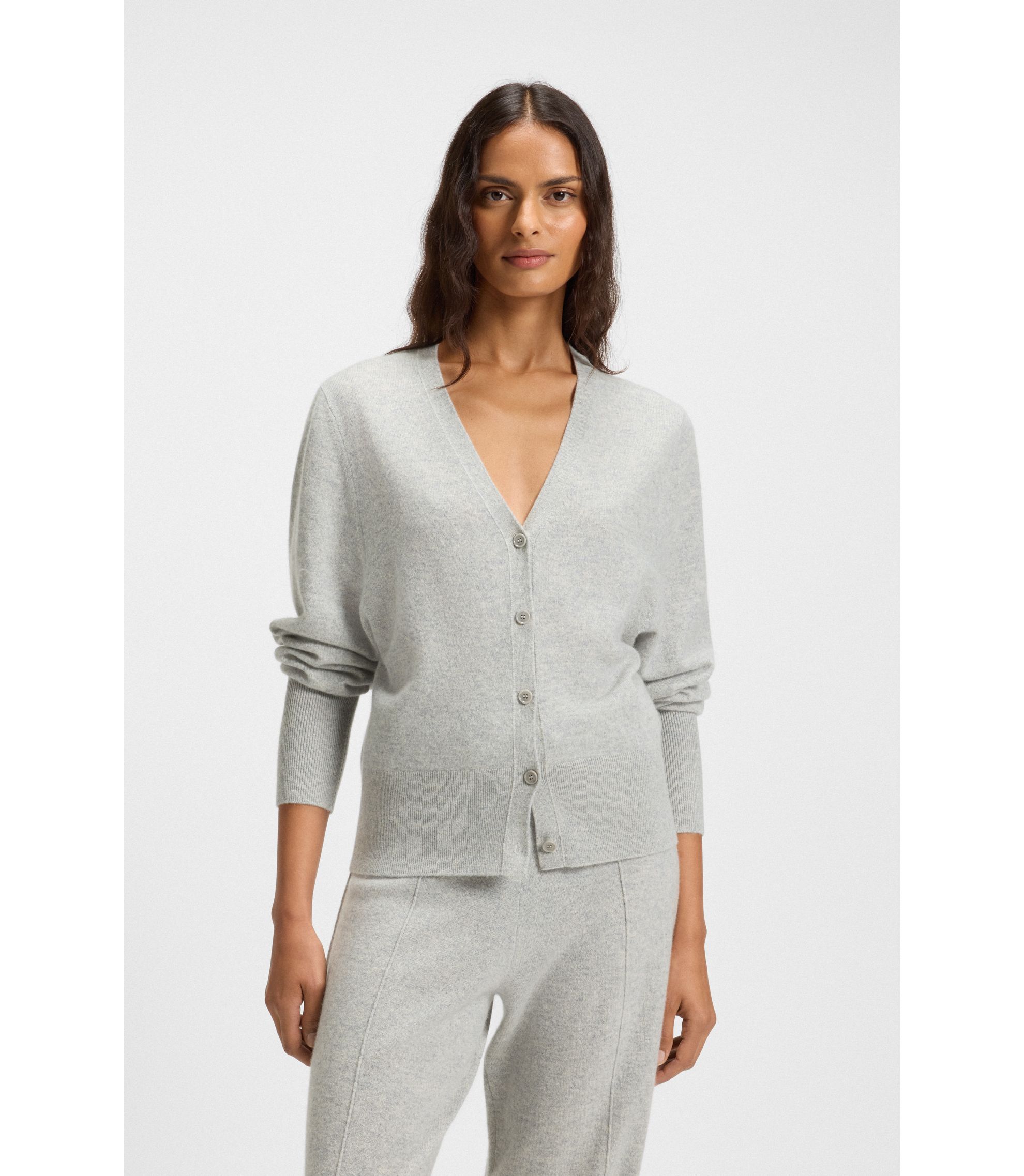 Relaxed-Fit Strickjacke aus Kaschmir mit gerippten Bündchen