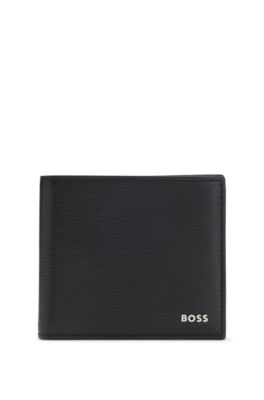 Printed-leather wallet with logo lettering, Black