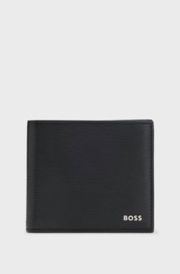 Printed-leather wallet with logo lettering, Black
