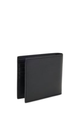 Printed-leather wallet with logo lettering, Black