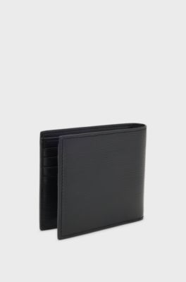 Printed-leather wallet with logo lettering, Black